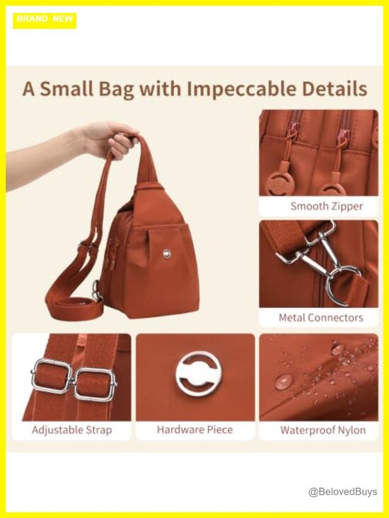 3-in-1 Anti Theft Convertible Tote Backpack Purse, Nylon Sling Bag for Travel